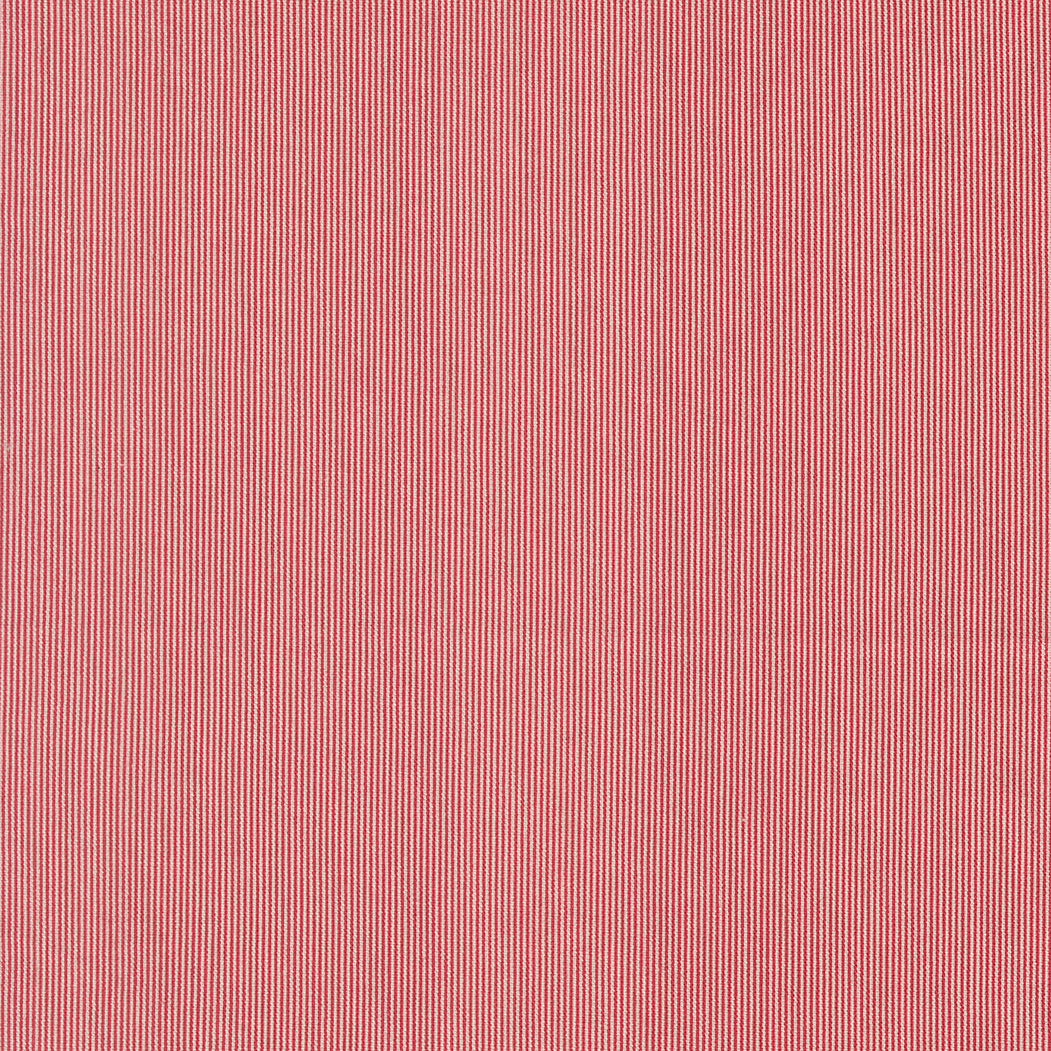 Fine red ticking stripe quilting cotton fabric on cream background by French General for Moda Fabrics