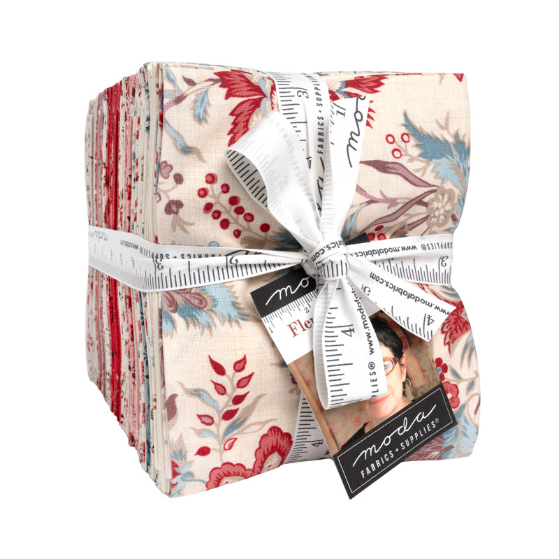Fleur De Paris Fat Quarter Bundle by French General for Moda Fabrics featuring approximately 34 coordinated premium cotton fat quarters with elegant French-inspired floral and botanical prints.