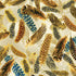 Cream fabric with gold metallic feathers – Gilded Feathers by Kanvas Studio