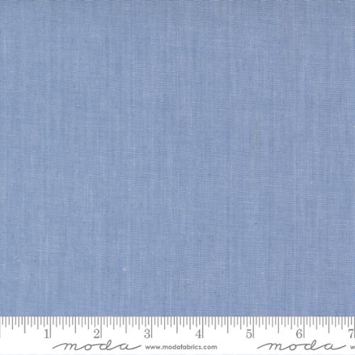 Light blue Moda chambray cotton fabric with soft denim texture