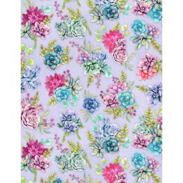 Humming Along - Succulent Garden Purple Yardage