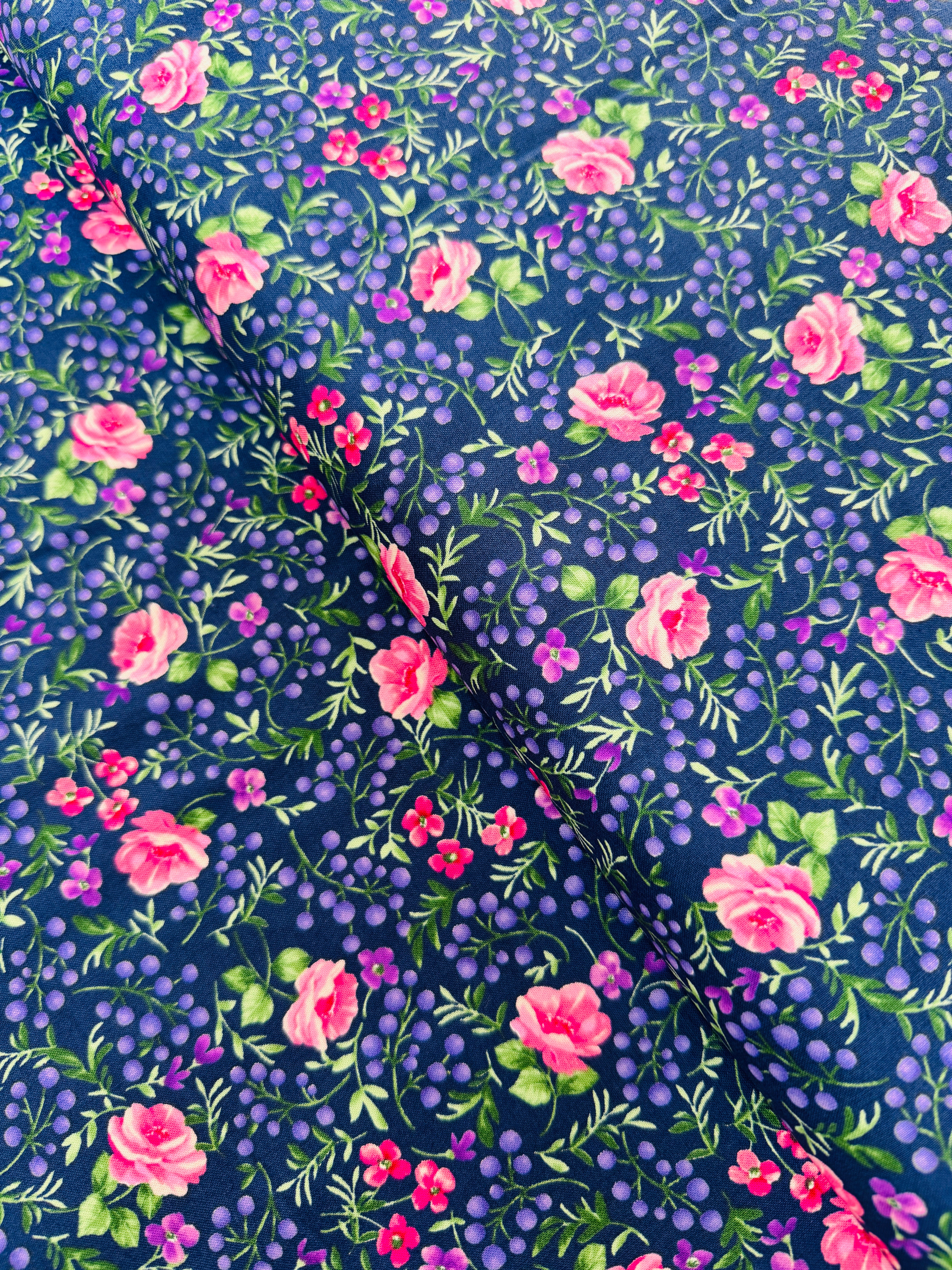 Chelsea - Floral Scatter Light Navy Yardage