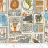 Animal Park Fun Vintage Zoo News Paper Dove fabric by Stacy Iest Hsu for Moda Fabrics featuring vintage zoo posters, admission tickets, safari advertisements, and animal illustrations on a soft dove premium cotton background.