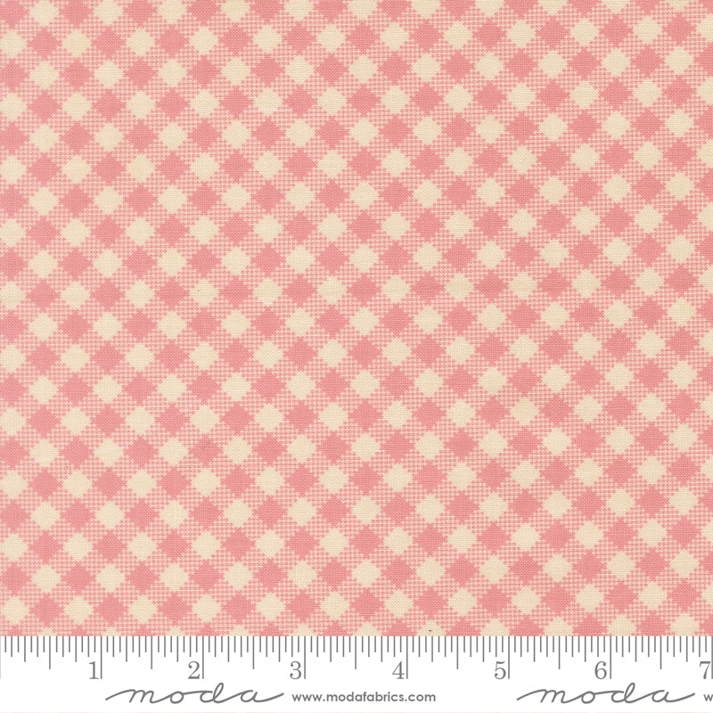 Blossom pink and cream checked quilting cotton from My Secret Garden by Stacy Iest Hsu for Moda Fabrics.