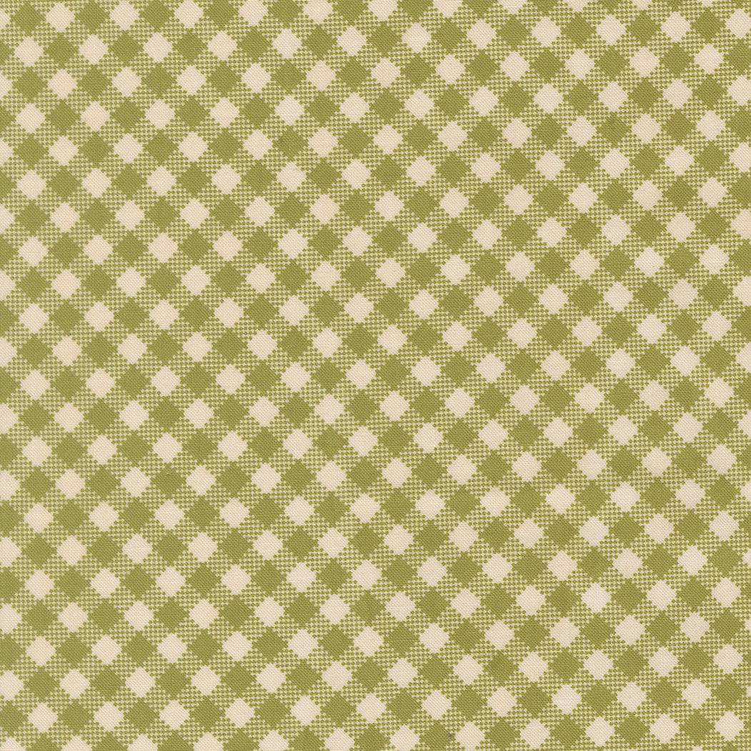 Grass green and cream checked quilting cotton from the My Secret Garden collection by Stacy Iest Hsu for Moda Fabrics.