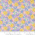 Close-up of 30s Playtime 2025 Bouncy Florals Pastel fabric by Linzee McCray for Moda Fabrics, showing yellow, lavender, pink, and blue flowers on a cream background.
