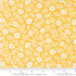 Close-up image of 30s Playtime 2025 - Perky Posies Sunshine Fabric by Linzee McCray for Moda Fabrics, featuring small white daisy-like flowers scattered across a bright yellow cotton background with a vintage 1930s reproduction style.
