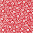 Close-up of 30s Playtime 2025 Perky Posies Scarlet Fabric by Linzee McCray for Moda Fabrics, featuring white floral clusters on a scarlet red background.