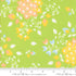 Sherbet Sunshine Leaf flannel fabric by Corey Yoder of Coriander Quilts for Moda Fabrics featuring pastel floral clusters on a green background.