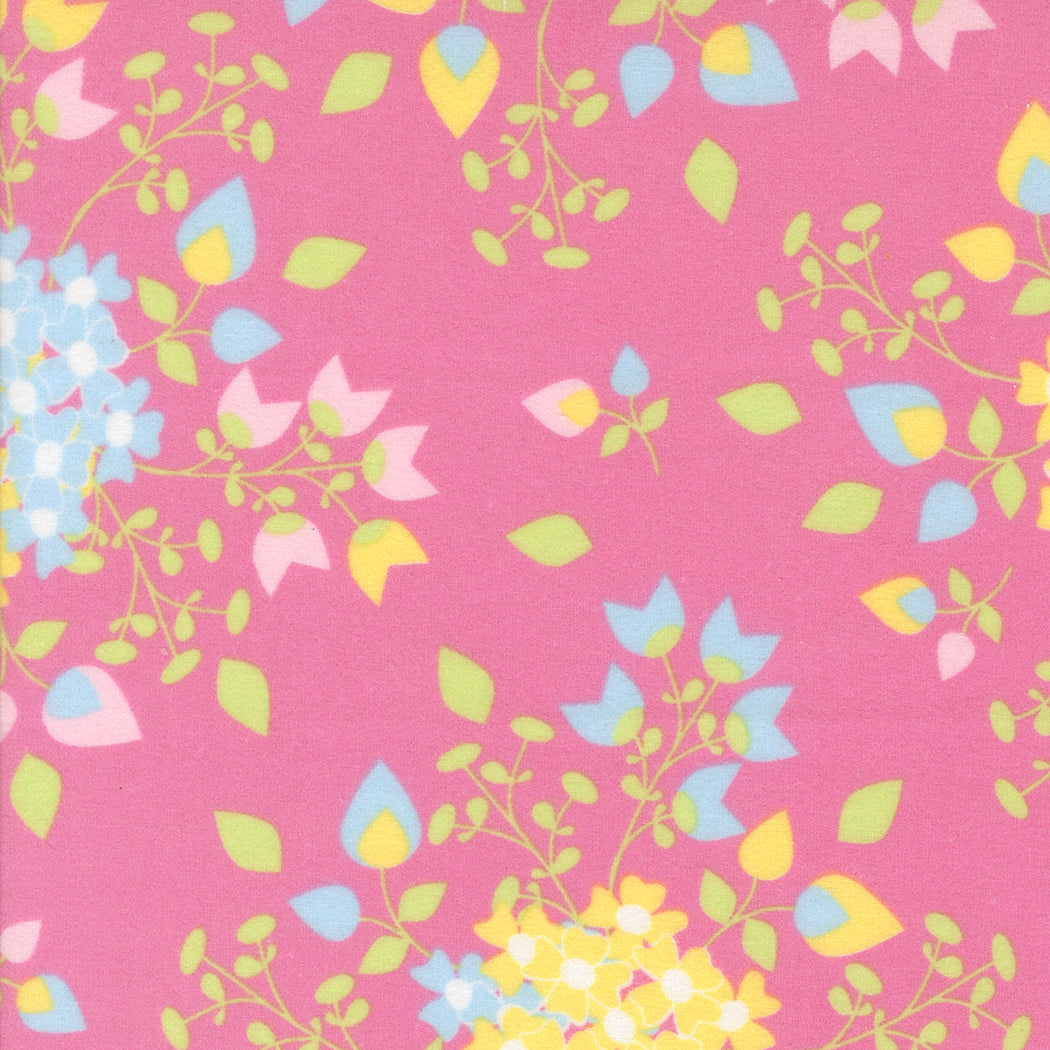 Sherbet Sunshine Flannel - Floral Bouquets Petal Pink Flannel Yardage