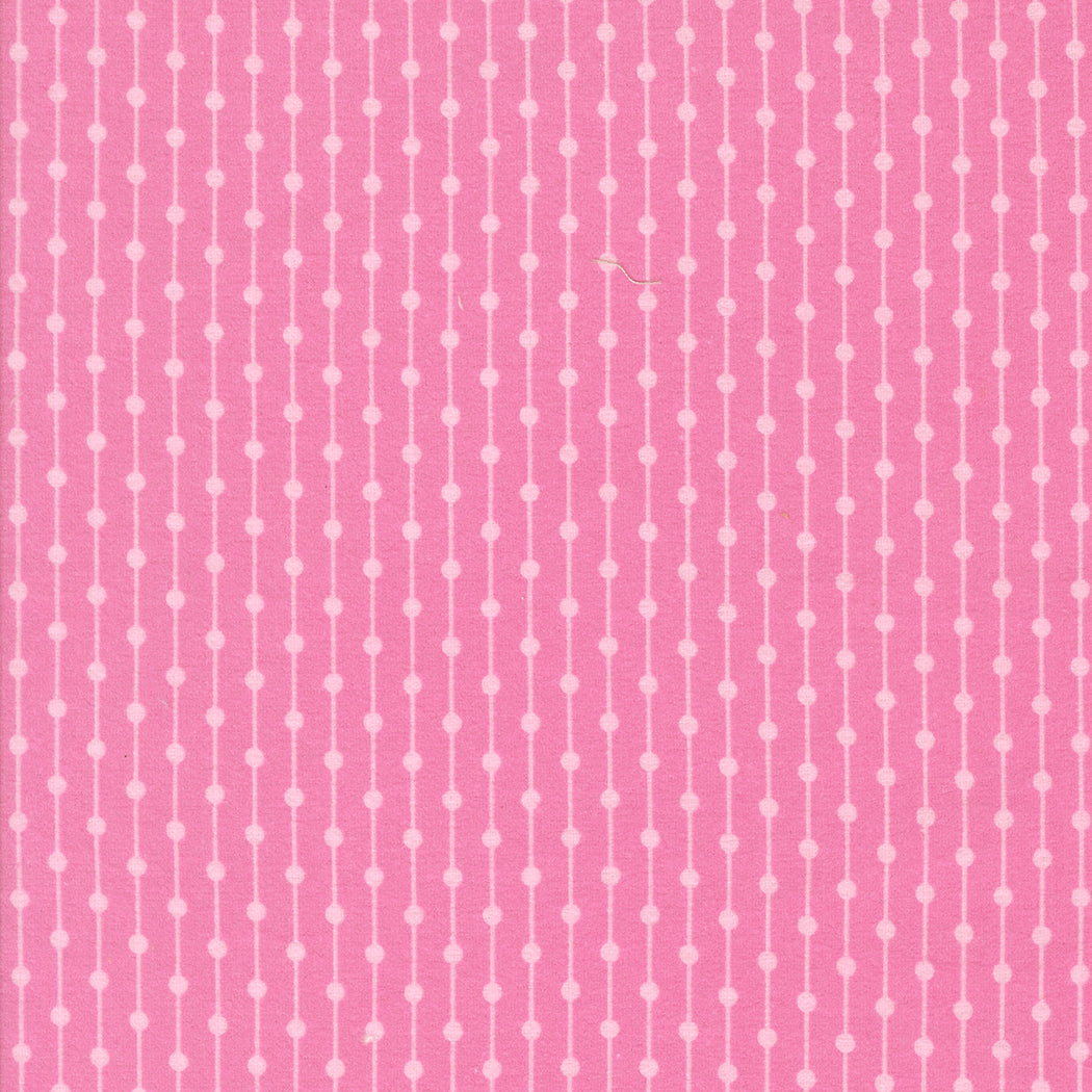 Sherbet Sunshine Flannel Stripe Petal Pink fabric by Corey Yoder of Coriander Quilts for Moda Fabrics featuring dotted vertical stripe design in soft pink.