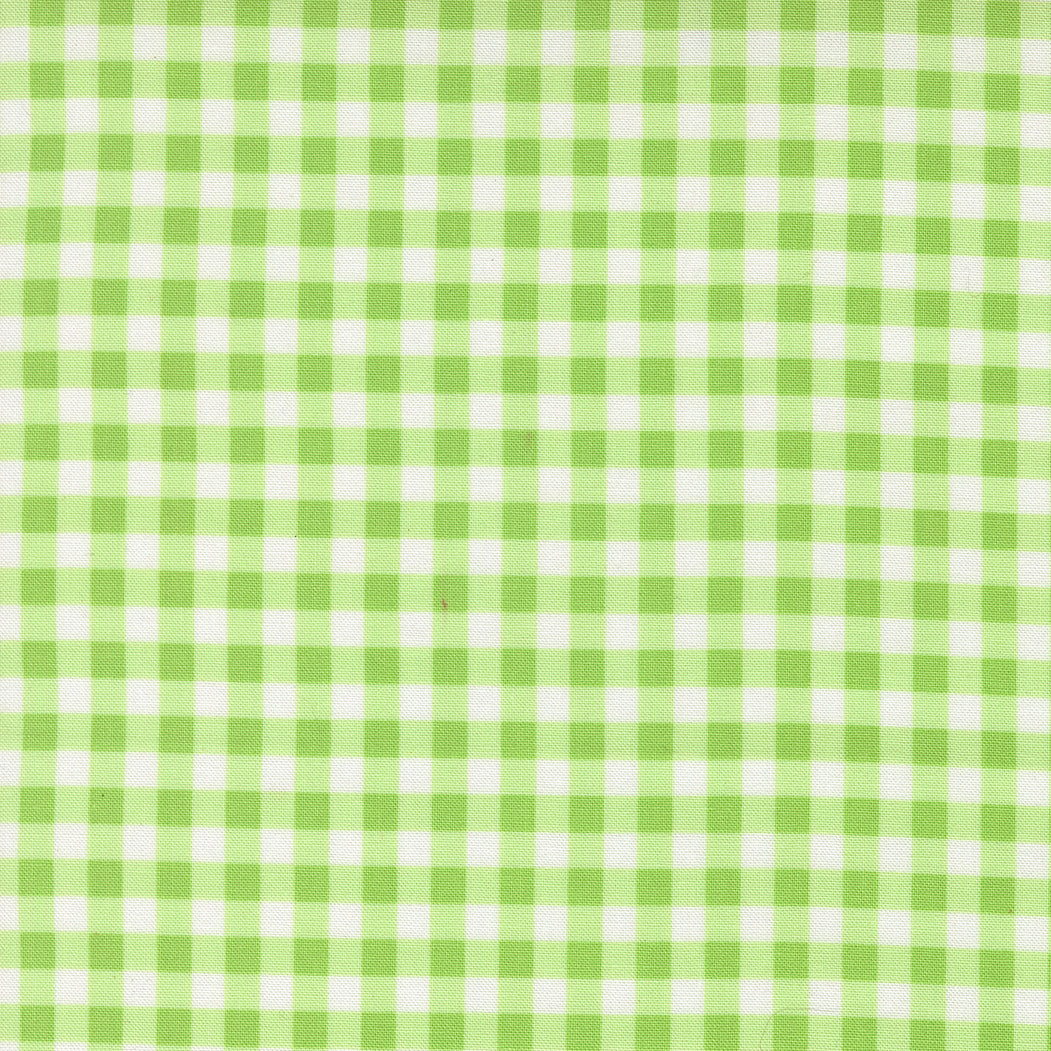 Fruit Salad Gingham Lime premium quilting cotton featuring a classic lime green and white gingham check by Corey Yoder for Moda Fabrics.