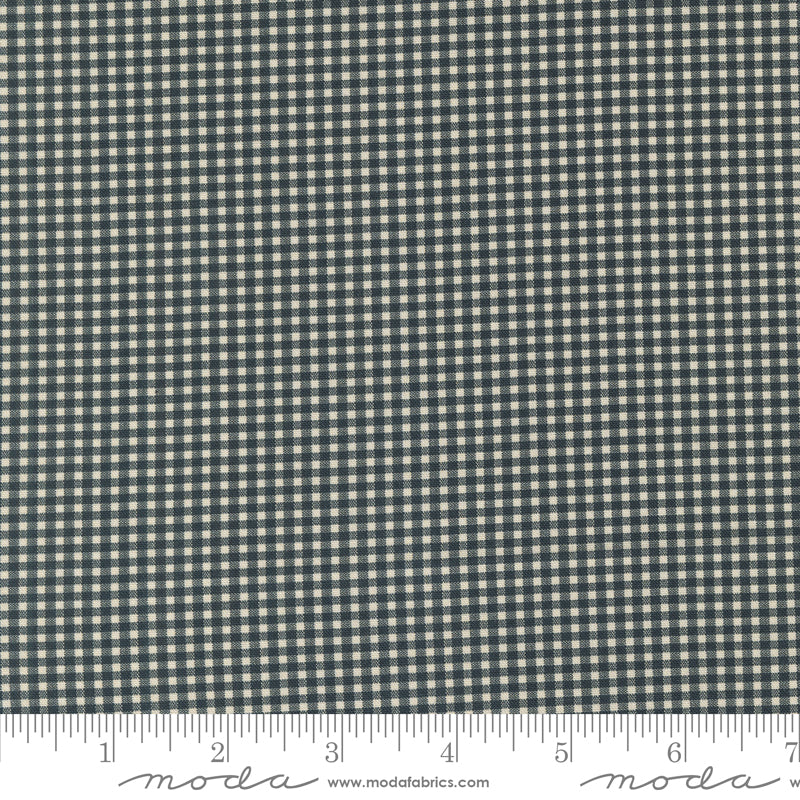 Goodnight Irene Graphite premium quilting cotton featuring a graphite gray and cream micro gingham check by Betsy Chutchian for Moda Fabrics.