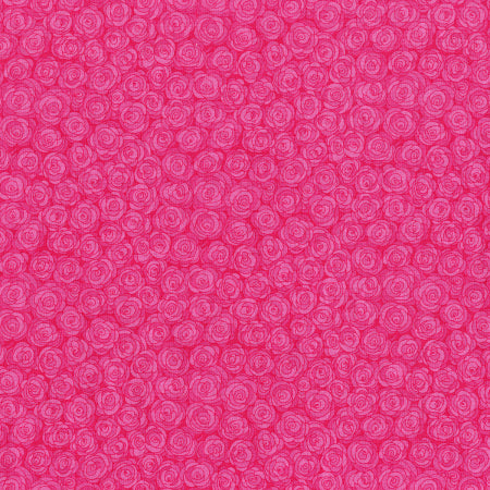 bright pink rose swirl quilting fabric by Jamie Fingal for RJR Fabrics