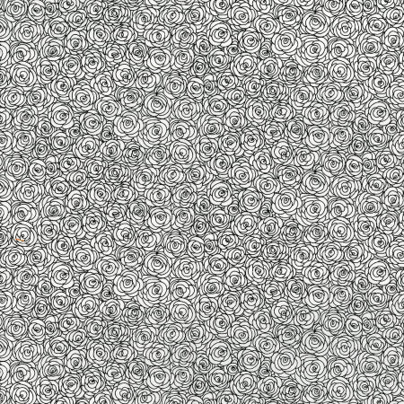 black and white rose petals quilting cotton fabric by Jamie Fingal for RJR Fabrics