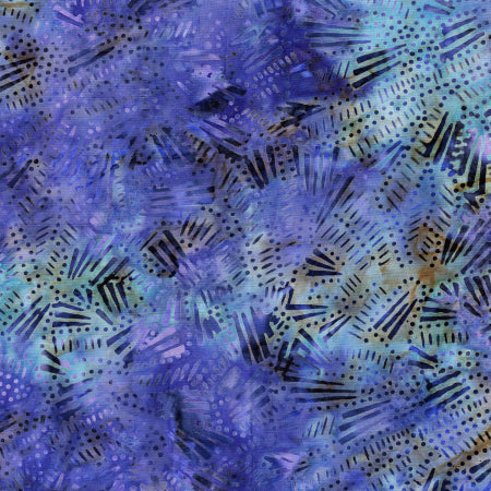 Malam Batiks V - Fireworks - Purple Teal Batik - Remnant