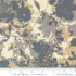 Neutral cotton fabric with blue gray taupe and golden abstract floral design