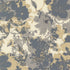 Neutral cotton fabric with blue gray taupe and golden abstract floral design