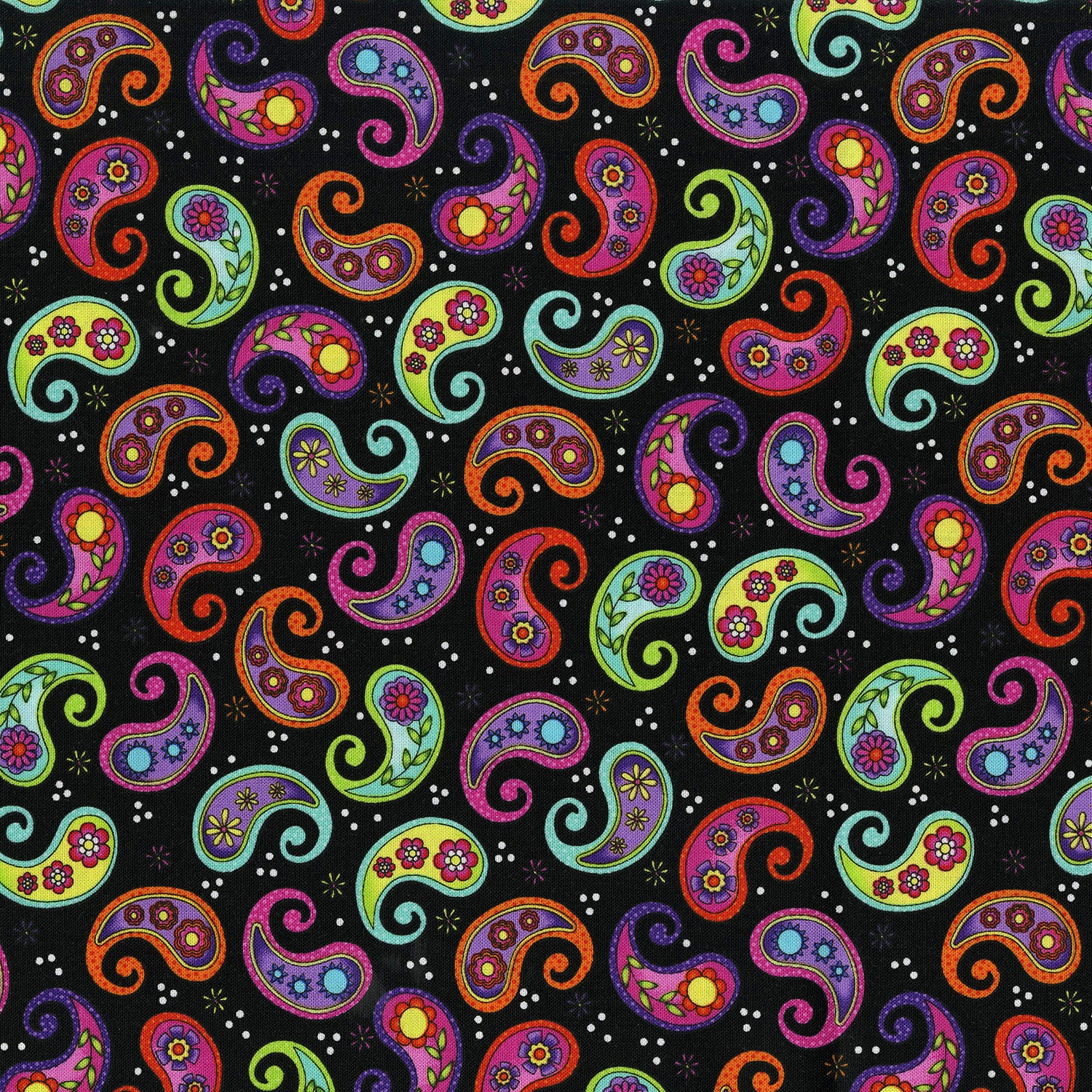 Llama Llama Bo Bama - Paisley Toss Black Yardage