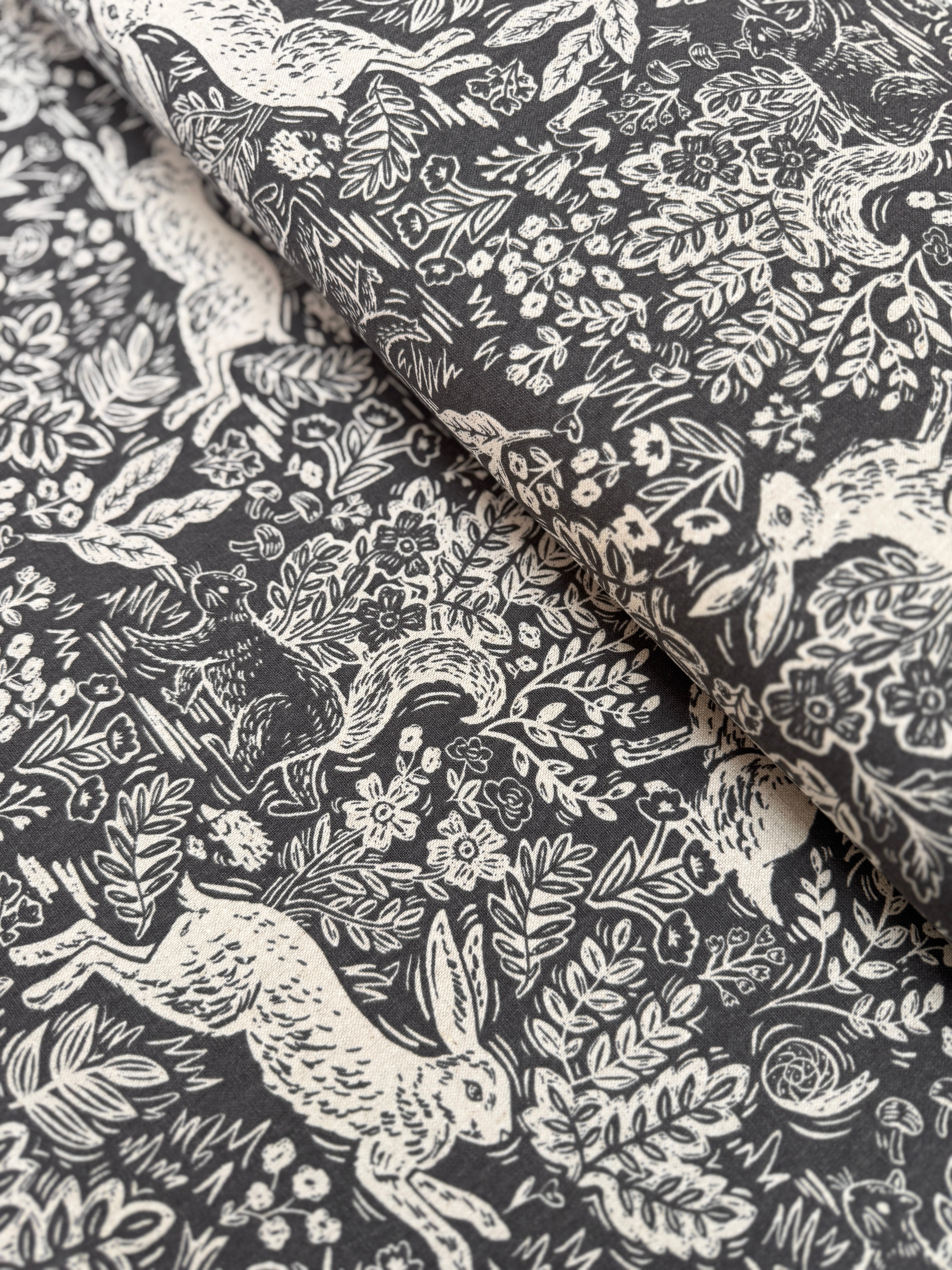 Wildwood Fable Gray Canvas Fabric by Rifle Paper Co. for Cotton + Steel