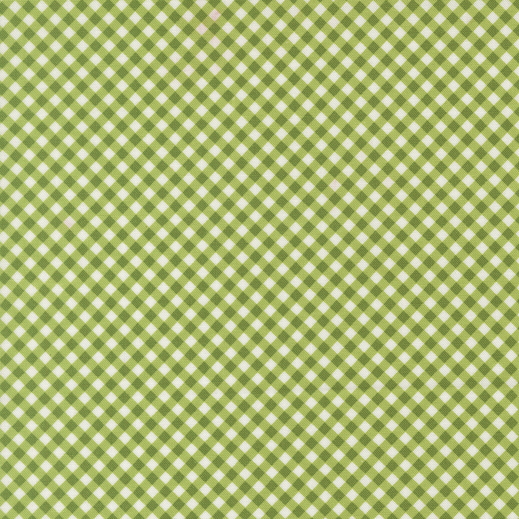Poinsettia and Pear Gingham Fresh Grass premium quilting cotton featuring a fresh green and ivory gingham plaid by Cherri & Chelsi for Moda Fabrics.
