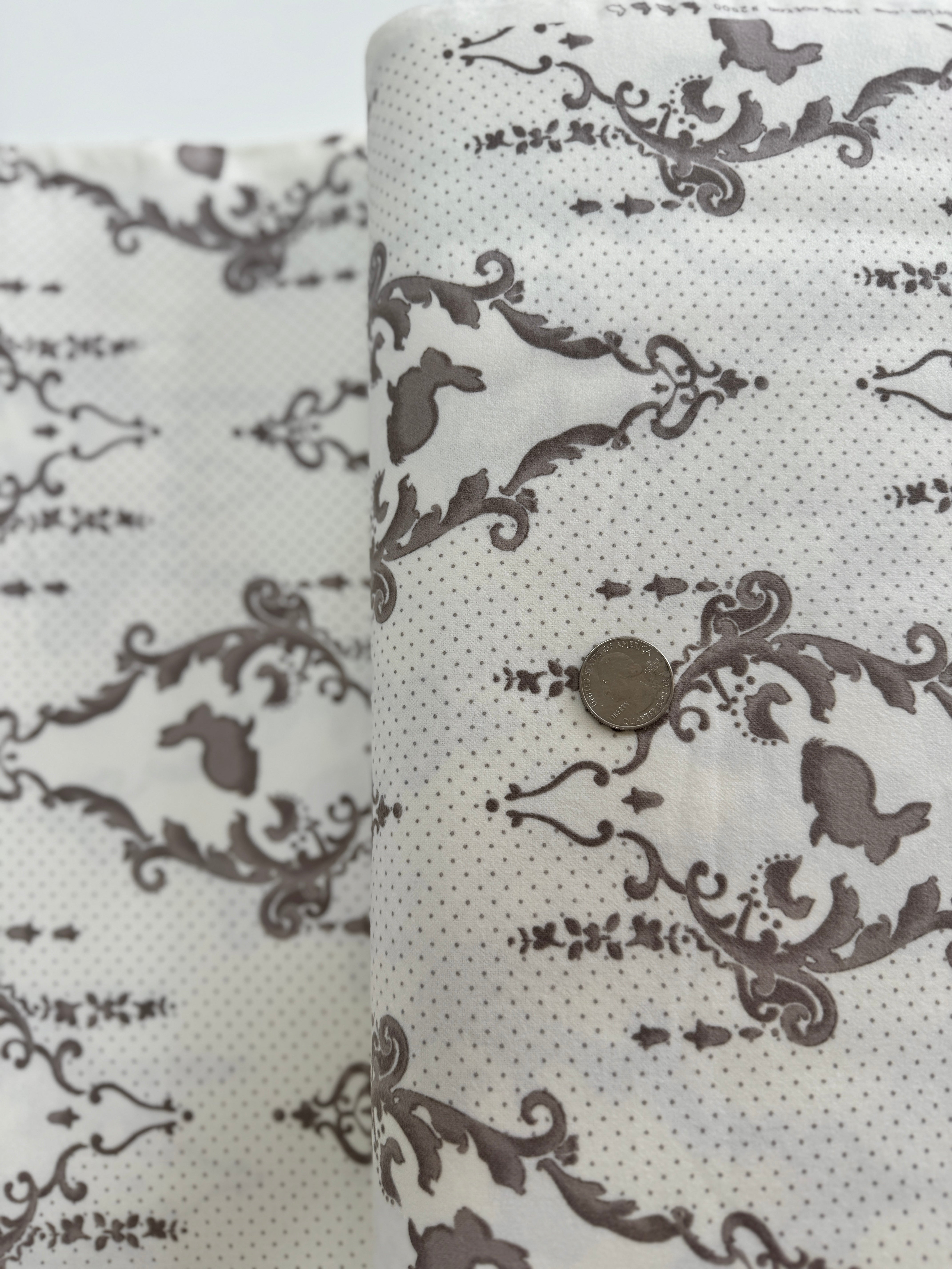 Lily Will Revisited - Cream Gray Flannel Yardage