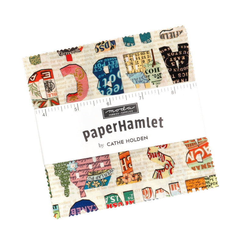 Paper Hamlet Charm Pack by Cathe Holden for Moda Fabrics vintage typography quilting cotton precut squares