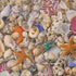 Saltwater Seas The Day Shell quilting cotton by Cathe Holden for Moda Fabrics featuring realistic seashells, starfish, scallops, and coastal beach treasures in natural colors.