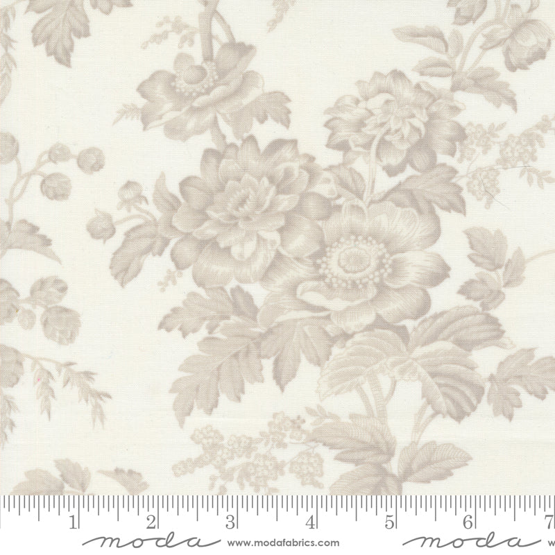 Vintage Linens Sisters Florals Cream fabric by 3 Sisters with delicate cream floral pattern.