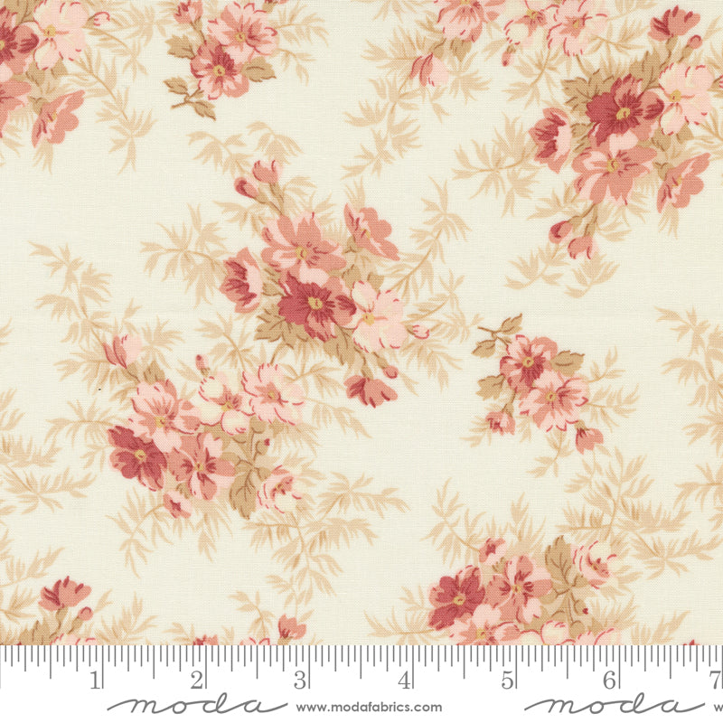 Sandalwood - Cassandra Florals Opal by 3 Sisters for Moda Fabrics, ivory floral quilting cotton.
