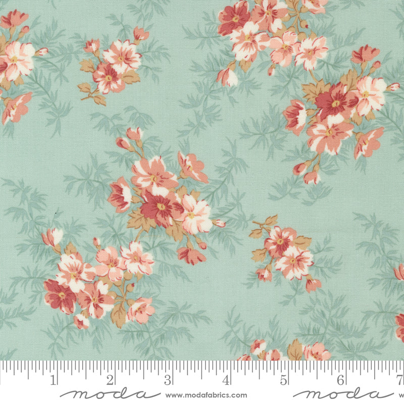 Sandalwood - Cassandra Florals Eucalyptus by 3 Sisters for Moda Fabrics, soft green floral quilting cotton.