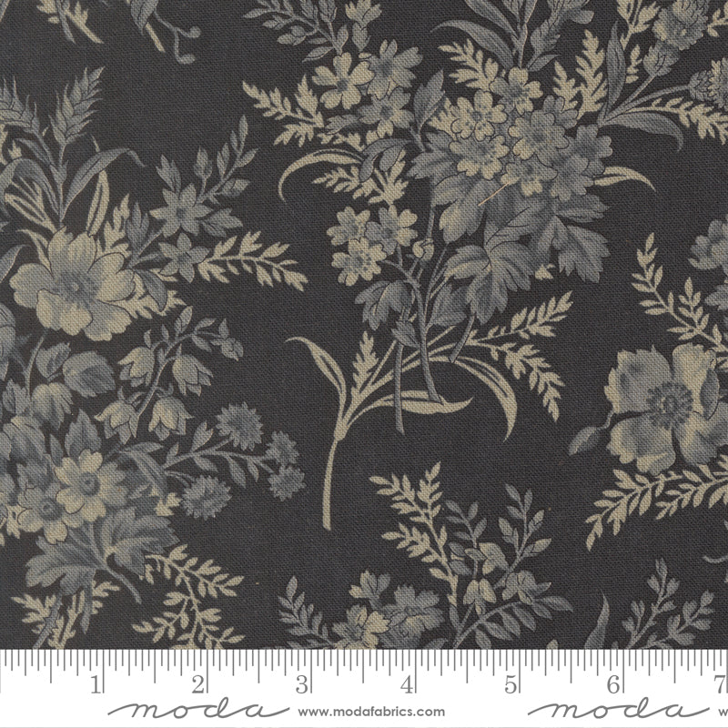 Breathtaking Blues Bouquets Mochi Linen Midnight floral fabric by 3 Sisters for Moda Fabrics