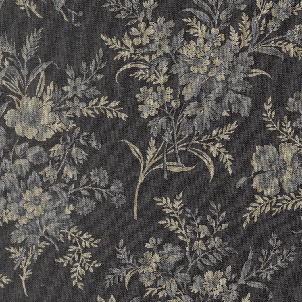 Breathtaking Blues Bouquets Mochi Linen Midnight floral fabric by 3 Sisters for Moda Fabrics