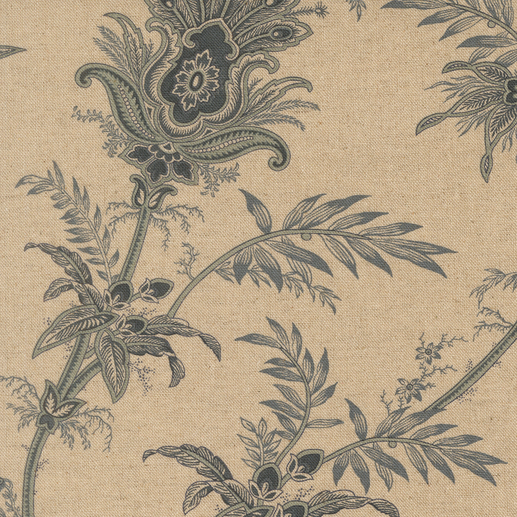 Breathtaking Blues Plume Mochi Linen Porcelain fabric by 3 Sisters for Moda Fabrics