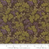 Collections Essence Florals Soil fabric by Howard Marcus for Moda Fabrics featuring olive green botanical leaves and lavender berry clusters on a rich brown background.