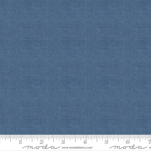 Lake blue Moda Crossweave cotton fabric with subtle textured weave