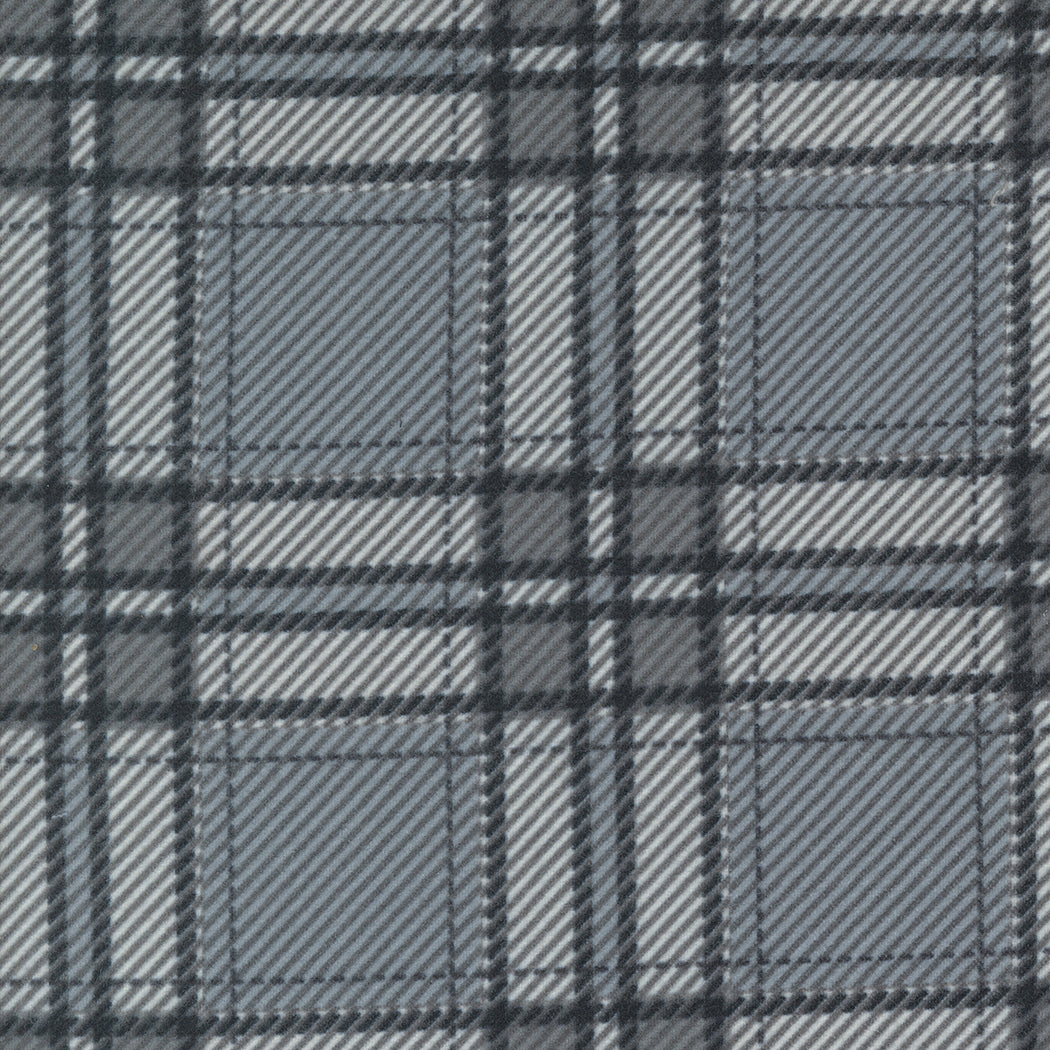 Farmhouse Flannels III - Moose Plaid Pewter Flannel Yardage