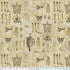 Laboratory Anatomy Neutral Canvas Fabric by Tim Holtz featuring vintage skeleton, skull, bone, and anatomy illustrations on a parchment-colored background.