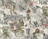 3 Sisters Memoirs cotton fabric by Moda with vintage birds, flowers, architectural sketches, and antique collage details.