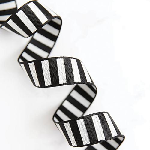 Bold Stripe Webbing Black/White 1.5"