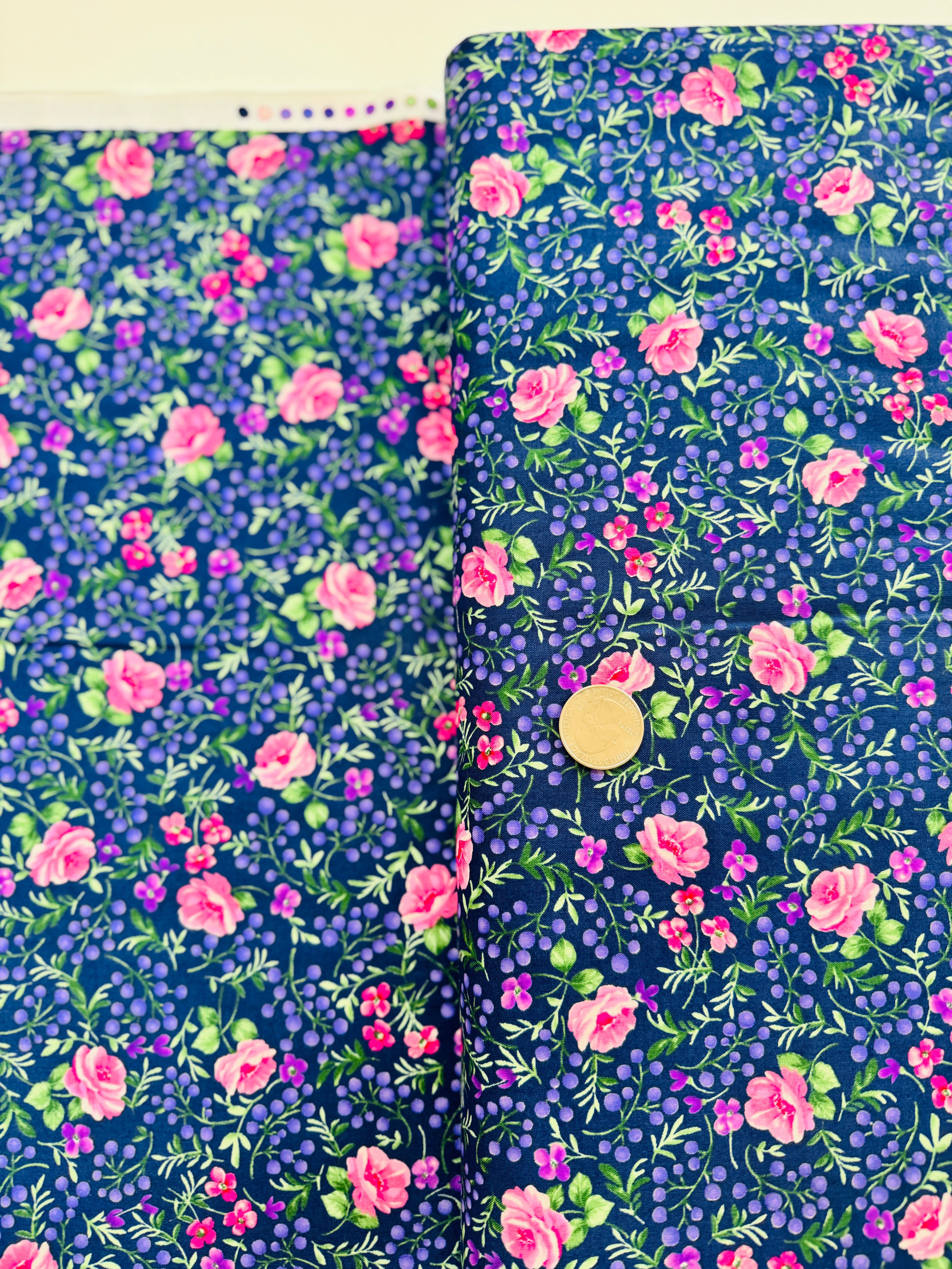 Chelsea - Floral Scatter Light Navy Yardage