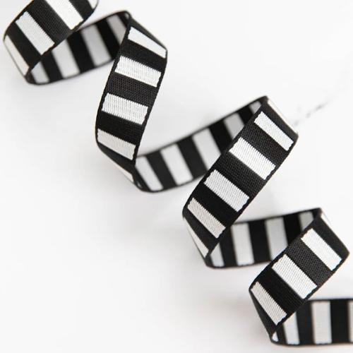 black and white striped polyester webbing for bag straps and sewing projects