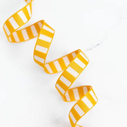 yellow and white striped polyester webbing for tote bags and purse straps