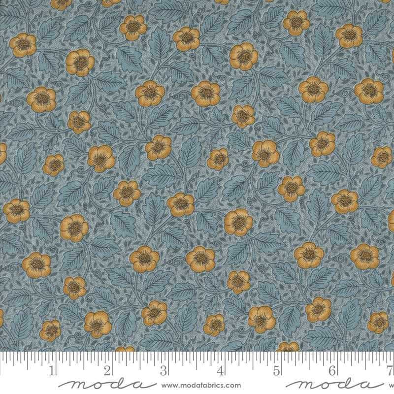 Morris Manor Antipodes Florals Sky fabric by Barbara Brackman for Moda Fabrics.