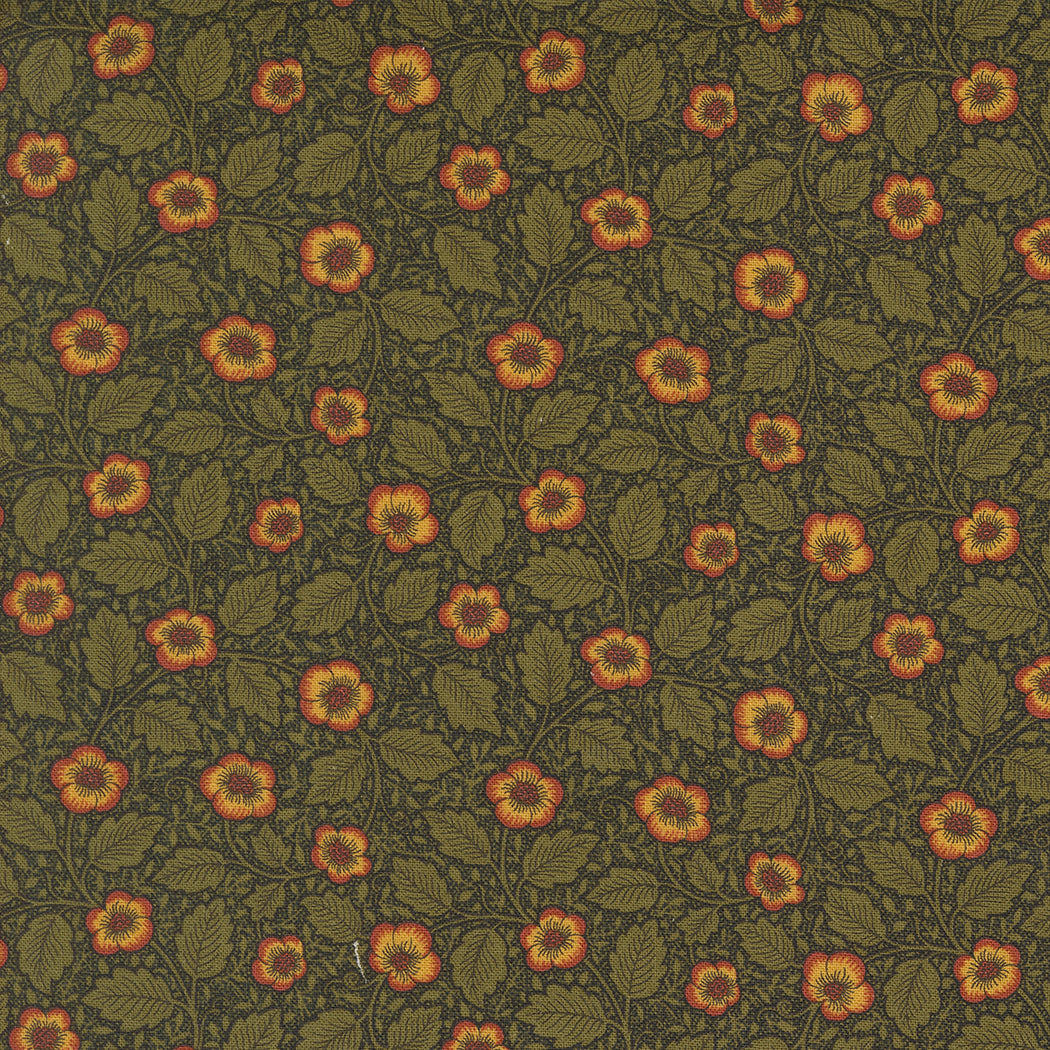 Morris Manor Antipodes Florals Ebony fabric by Barbara Brackman for Moda Fabrics.