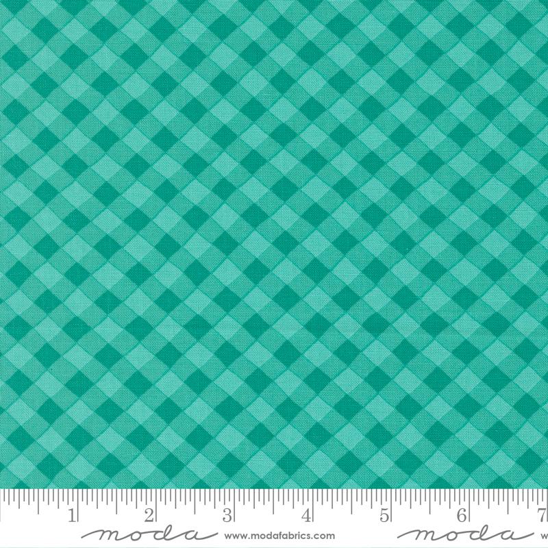 Aqua gingham cotton fabric Moda picnic check pattern