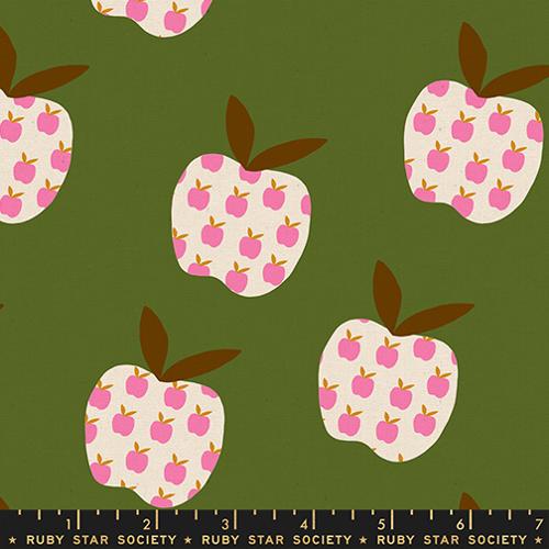 pink apple canvas fabric green background ruby star society