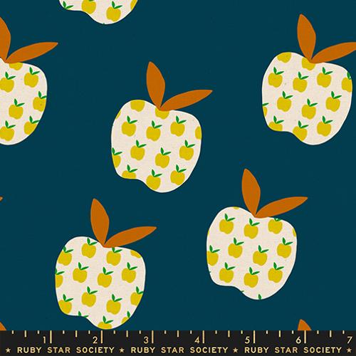apple canvas fabric teal blue background ruby star society