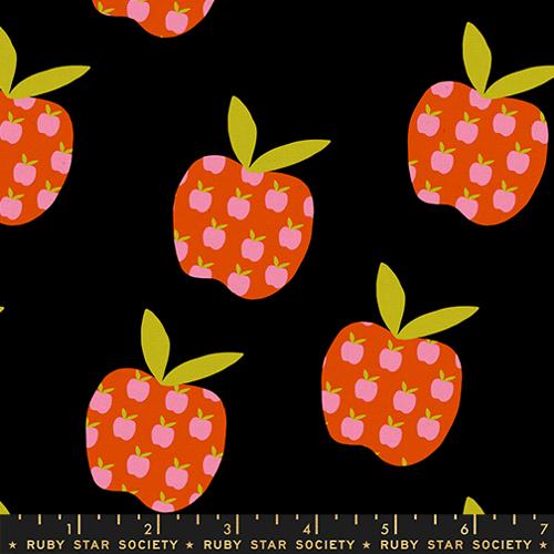 red apple canvas fabric black background ruby star society