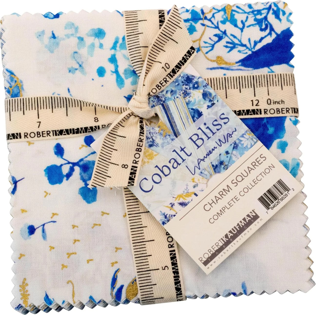 Cobalt Bliss Complete Collection Charm Pack 5" Squares by Lauren Wan Robert Kaufman 42 Precut Quilting Fabric Squares